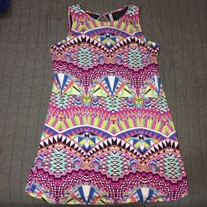 Bright Patterned, Lace-Back Dress